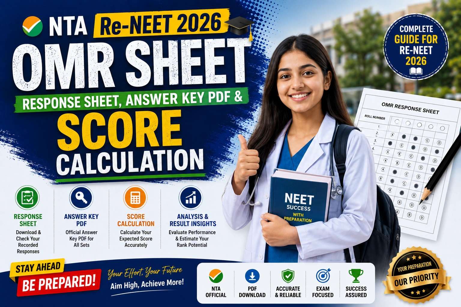 NTA Re-NEET 2026 OMR Sheet: Response Sheet, Answer Key PDF & Score Calculation